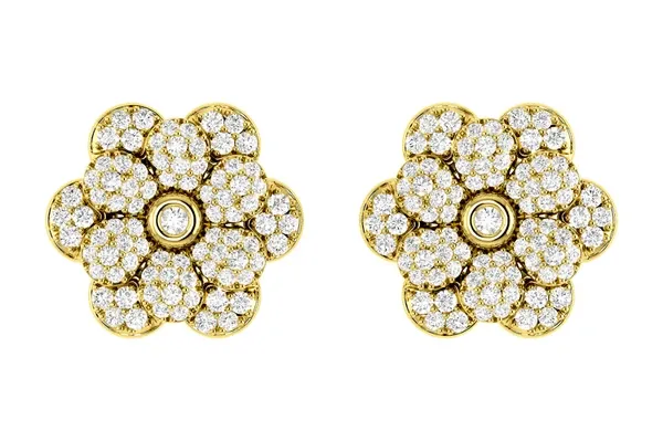 DAISY LAYERED DIAMOND STUD EARRINGS 14K SOLID GOLD 0.50CTW