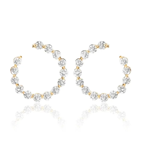 DIAMOND CIRCLE STUD EARRINGS 14K SOLID GOLD 1.80CTW