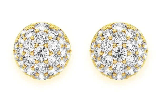 DOME DIAMOND EARRINGS 14K SOLID GOLD 0.45CTW