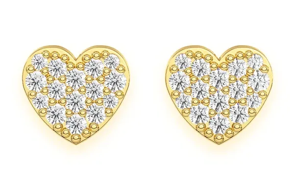 HEART STUD DIAMOND EARRINGS 14K SOLID GOLD 0.25CTW