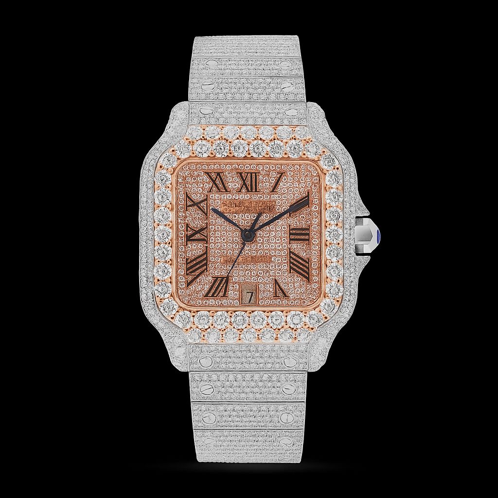FULL DIAMOND CARTIER SANTOS 40 MM ROSE GOLD DIAMOND DIAL WSSA0018