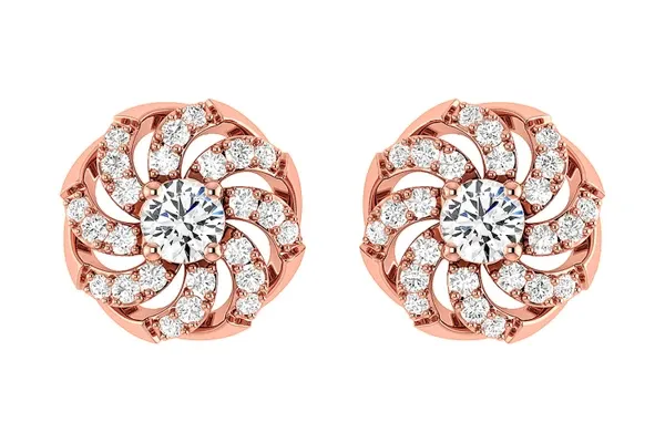SPIRAL DOME DIAMOND STUD EARRINGS 14K SOLID GOLD 0.25CTW