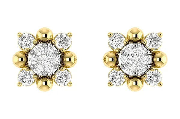 STARBURST DIAMOND STUD EARRINGS 14K SOLID GOLD 0.20CTW