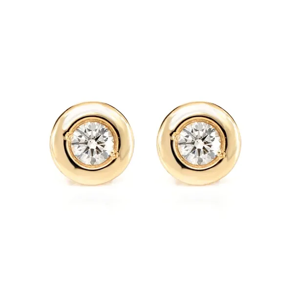 WIDE BEZEL SET DIAMOND STUD EARRINGS 14K SOLID GOLD 0.75CTW
