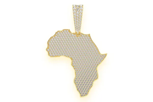 AFRICA CONTINENT DIAMOND PENDANT 14K SOLID GOLD 6.75 CTW
