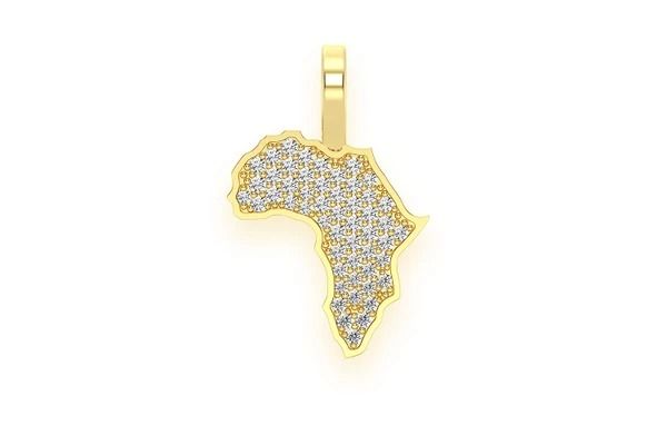 AFRICA DIAMOND PENDANT 14K SOLID GOLD 0.25CTW