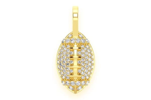 AMERICAN FOOTBALL DIAMOND PENDANT 14K SOLID GOLD 0.4CTW