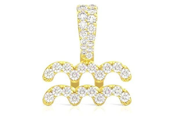 AQUARIUS ZODIAC DIAMOND PENDANT 14K SOLID GOLD 0.65 CTW