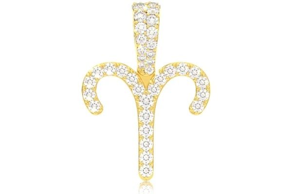 ARIES ZODIAC DIAMOND PENDANT 14K SOLID GOLD 0.65 CTW
