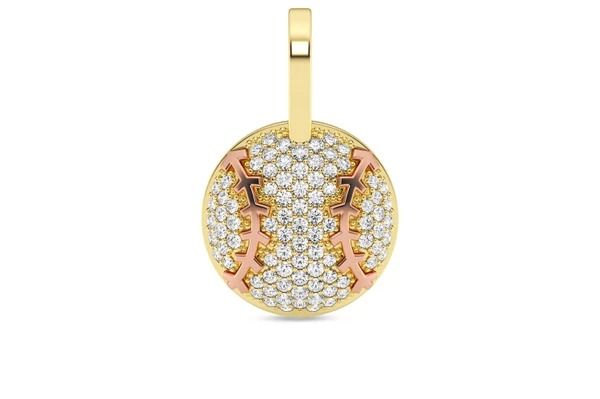 BASEBALL DIAMOND PENDANT 14K SOLID GOLD 0.33CTW
