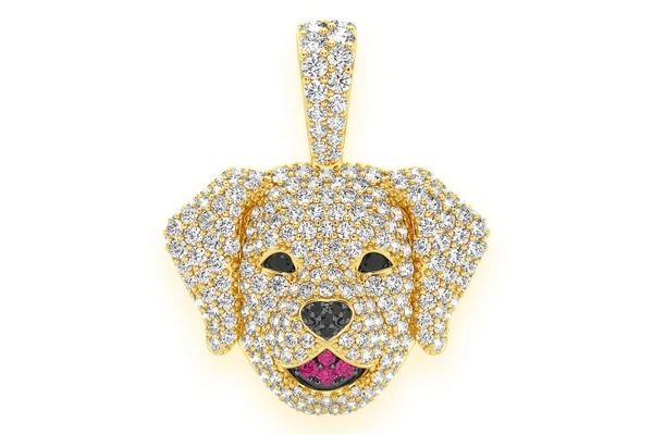 LABRADOR RETRIEVER DIAMOND PENDANT 14K SOLID GOLD 2.50CTW