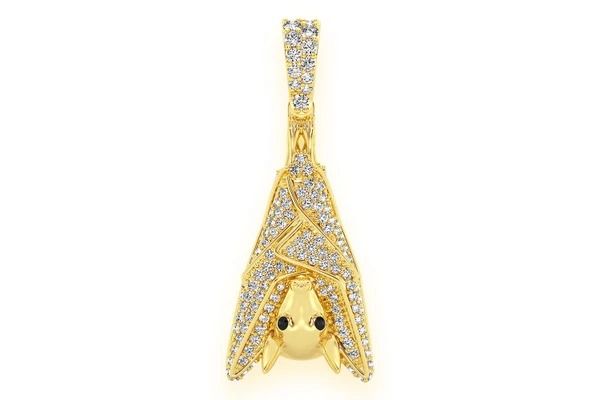 HANGING BAT DIAMOND PENDANT 14K SOLID GOLD 0.75CTW