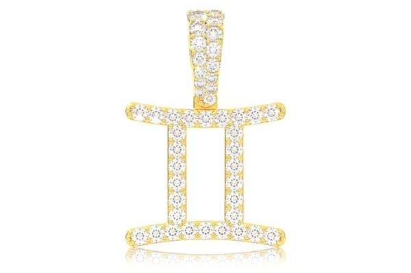 GEMINI ZODIAC DIAMOND PENDANT 14K SOLID GOLD 0.75 CTW