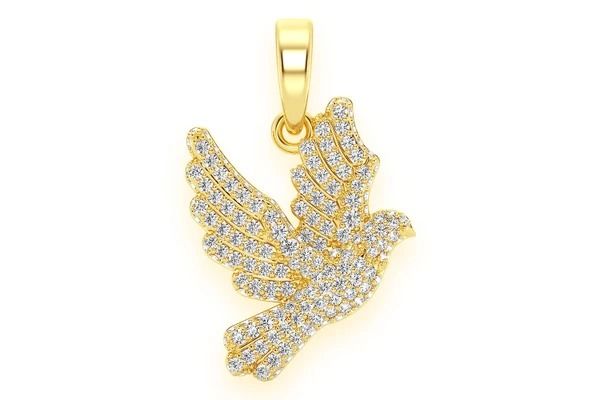 DOVE DIAMOND PENDANT 14K SOLID GOLD 0.60CTW