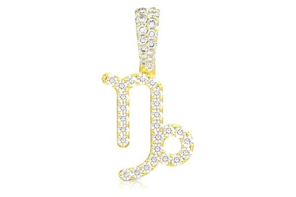 CAPRICORN ZODIAC DIAMOND PENDANT 14K SOLID GOLD 0.75 CTW