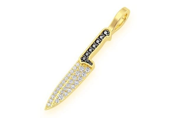 CHEF’S KNIFE DIAMOND PENDANT 14K SOLID GOLD 0.25CTW