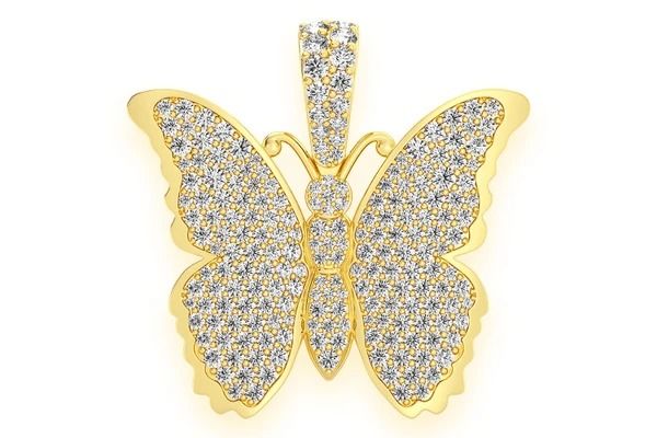 BUTTERFLY DIAMOND PENDANT 14K SOLID GOLD 2.25CTW