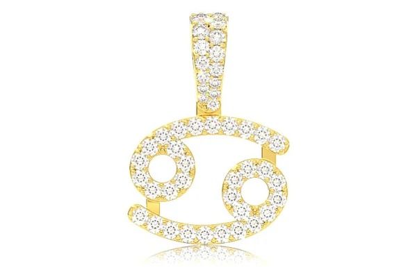 CANCER ZODIAC DIAMOND PENDANT 14K SOLID GOLD 0.87 CTW