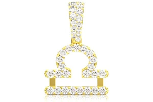 LIBRA ZODIAC DIAMOND PENDANT 14K SOLID GOLD 0.75 CTW