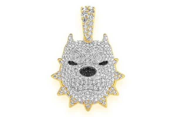 PITBULL SPIKED COLLAR DIAMOND PENDANT 14K SOLID GOLD 1.25CTW