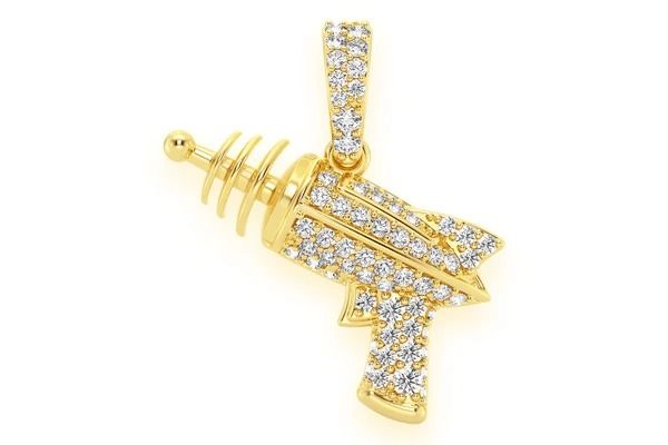 RAYGUN DIAMOND PENDANT 14K SOLID GOLD 0.33CTW