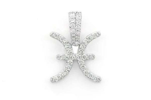 PISCES ZODIAC DIAMOND PENDANT 14K SOLID GOLD 0.75 CTW