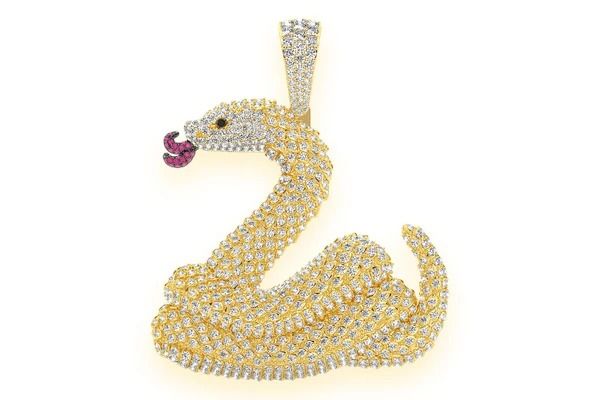 SNAKE SCALE DIAMOND PENDANT 14K SOLID GOLD 6.00CTW