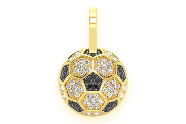 SOCCER BALL FUTBOL DIAMOND PENDANT 14K SOLID GOLD 0.25CTW