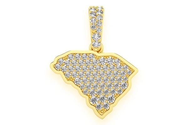 SOUTH CAROLINA STATE DIAMOND PENDANT 14K SOLID GOLD 0.33 CTW