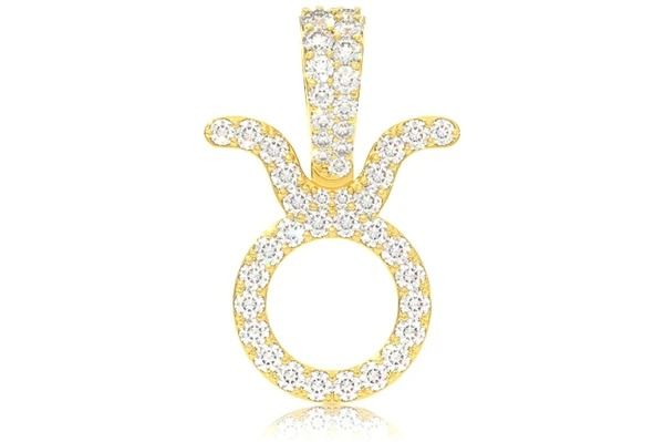 TAURUS ZODIAC DIAMOND PENDANT 14K SOLID GOLD 0.75 CTW