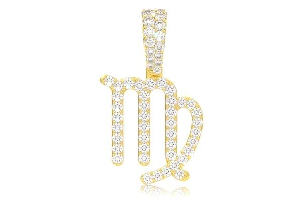 VIRGO ZODIAC DIAMOND PENDANT 14K SOLID GOLD 0.87 CTW