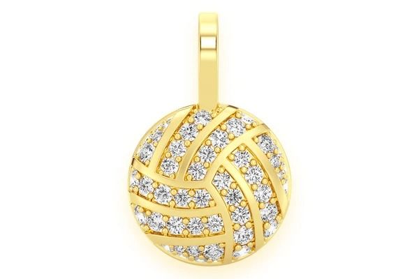 VOLLEYBALL DIAMOND PENDANT 14K SOLID GOLD 0.50 CTW