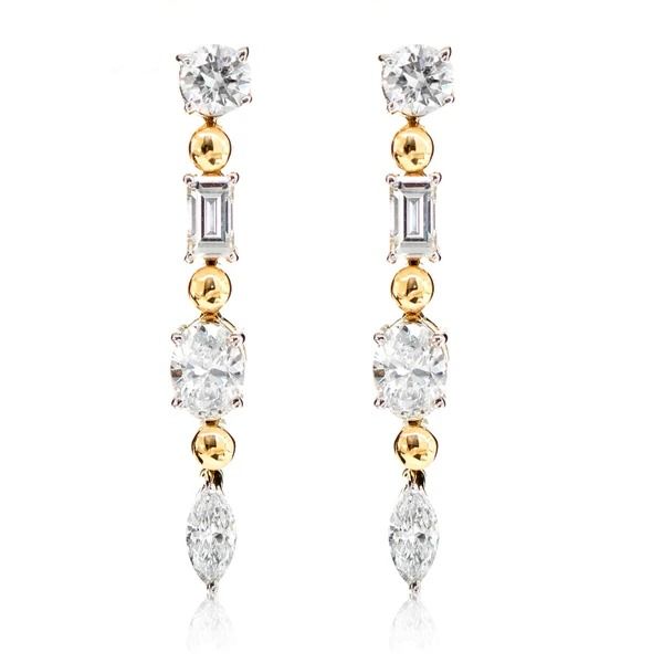 ECLECTIC CUTS DIAMOND DANGLING EARRINGS 14K SOLID GOLD 0.90CTW