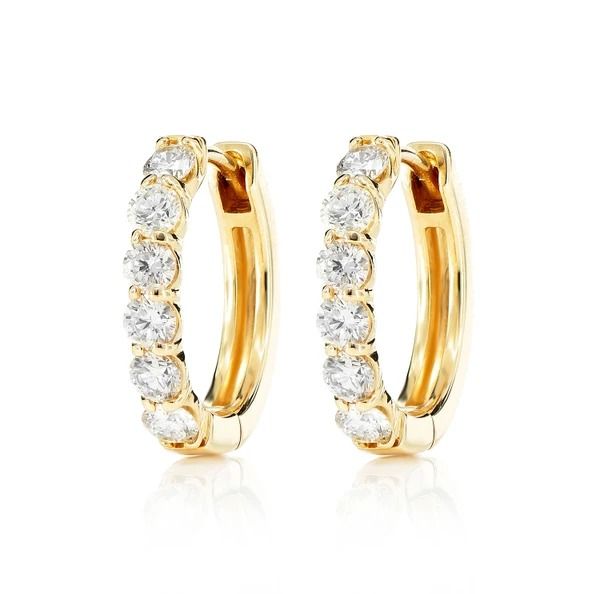 10PT DIAMOND HOOP EARRINGS 14K SOLID GOLD 1.00CTW