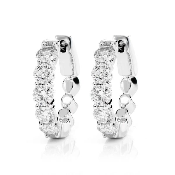 20PT DIAMOND HOOP EARRINGS 14K SOLID GOLD 1.95CTW