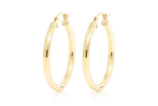 3MM HOOP EARRINGS 14K SOLID GOLD MEDIUM