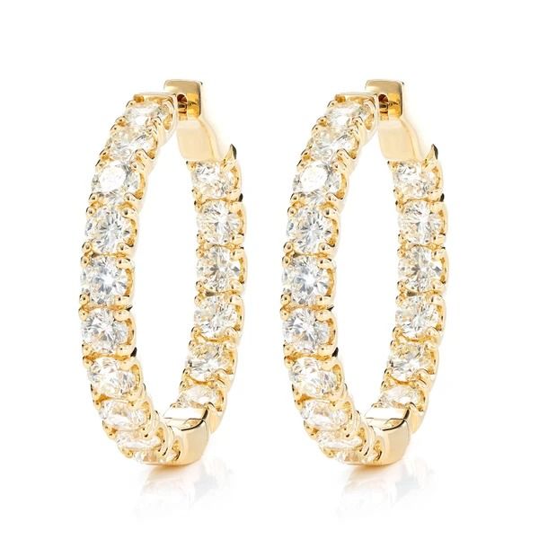 25PT DIAMOND INSIDE OUTSIDE HOOP EARRINGS 14K SOLID GOLD 10.00CTW