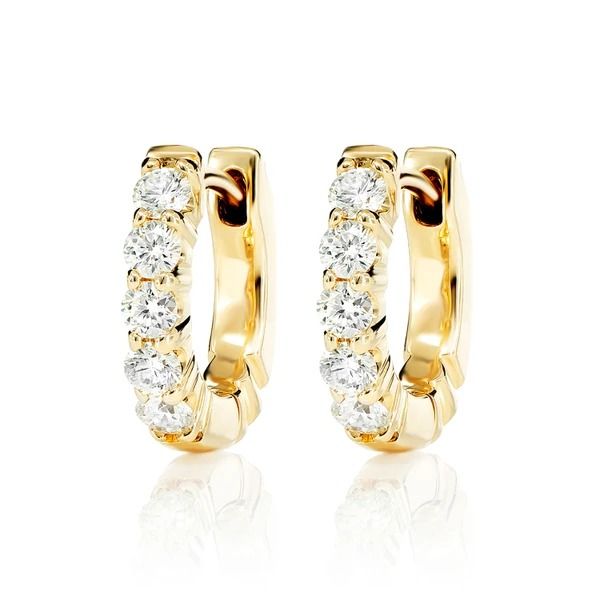 5PT DIAMOND HOOP EARRINGS 14K SOLID GOLD 0.45CTW