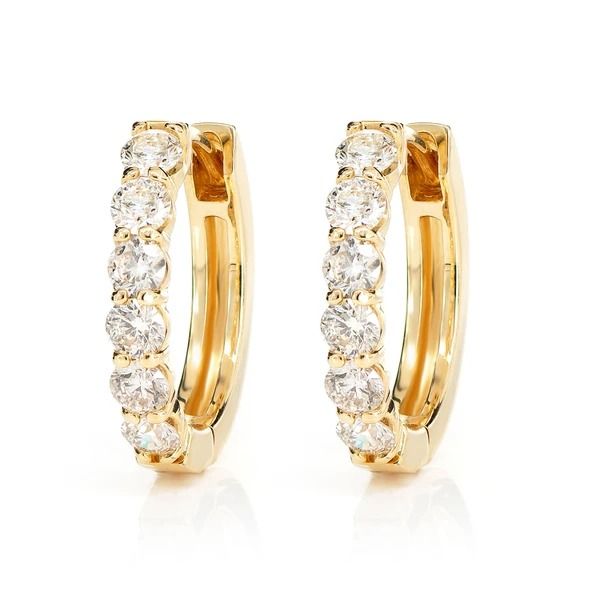 8PT DIAMOND HOOP EARRINGS 14K SOLID GOLD 1.00CTW