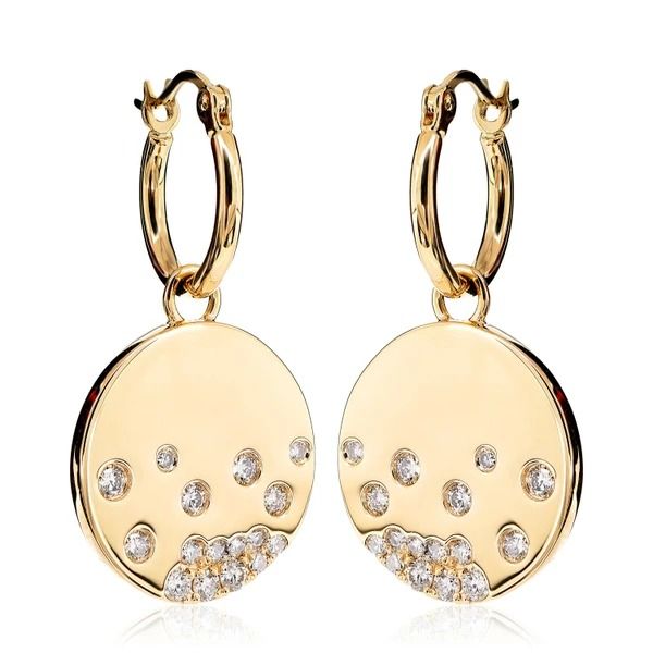 DETACHABLE SCATTERED GYPSY SET DIAMOND DANGLE HOOP EARRINGS 14K SOLID GOLD 0.40CTW