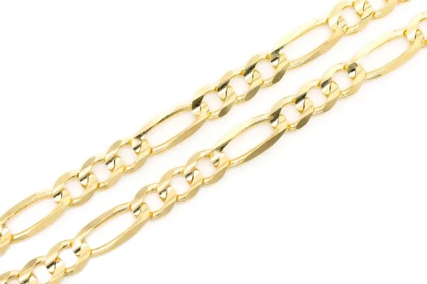 6MM FIGARO CHAIN 14K SOLID GOLD - BRACELET