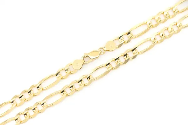 7MM FIGARO CHAIN 14K SOLID GOLD - BRACELET