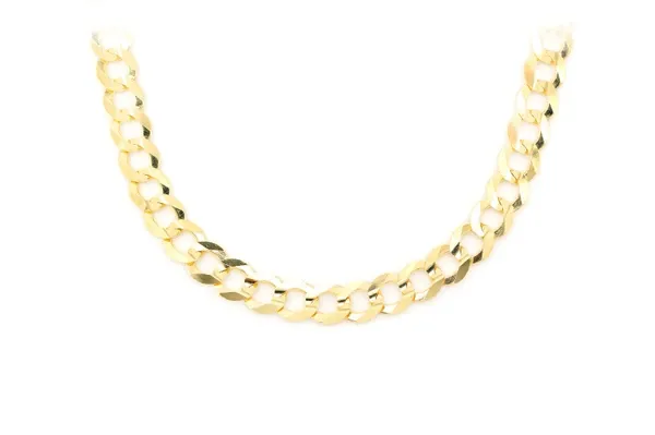 7MM FLAT CURB LINK 14K SOLID GOLD CHAIN- BRACELET
