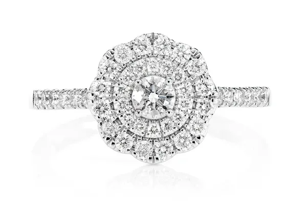 0.35CTW BEZEL CENTER TRIANGLE SIDE - DIAMOND ENGAGEMENT RING - ALL NATURAL