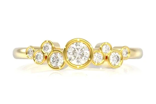 9 STONE GRADUATED BEZEL DIAMOND RING 14K SOLID GOLD 0.35CTW