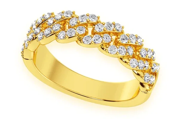 CUBAN DIAMOND RING 14K SOLID GOLD 0.55CTW