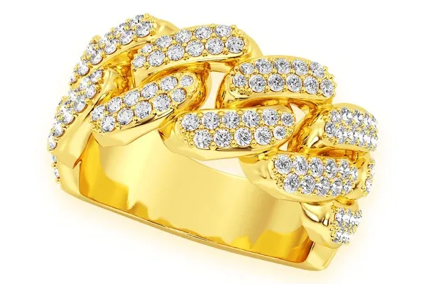 CUBAN DIAMOND RING 14K SOLID GOLD 0.85CTW