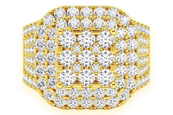 CUSHION SHAPE SIGNET DIAMOND RING 14K SOLID GOLD 3.35CTW