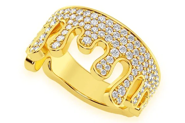 DRIPPY DIAMOND RING 14K SOLID GOLD 1.25CTW