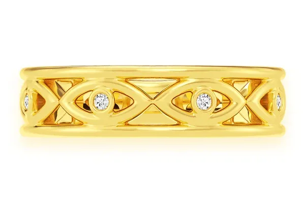 EVIL EYE DIAMOND RING 14K SOLID GOLD 0.05CTW